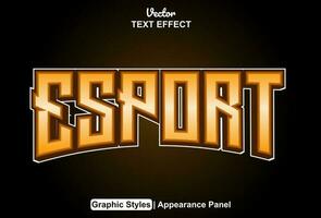 esport text effect with orange graphic style and editable vector