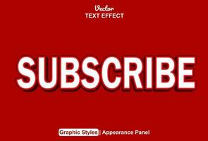 subscribe text effect with red graphic style and editable. vector