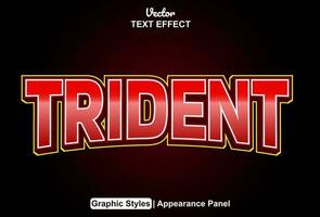 trident text effect with red graphic style and editable. vector