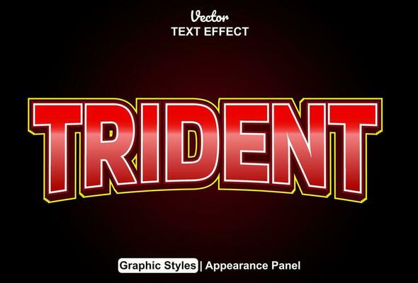 trident text effect with red graphic style and editable.