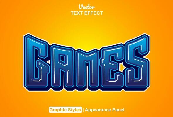 games text effect with blue color graphic style editable.