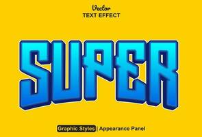 super text effect with blue color graphic style editable vector