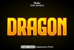 dragon text effect with orange color graphic style and editable. vector