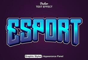 esport text effect with blue graphic style and editable vector