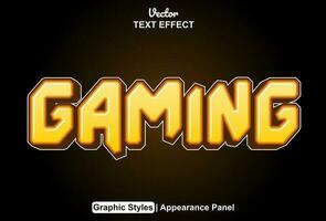 gaming text effect with orange color graphic style and editable. vector