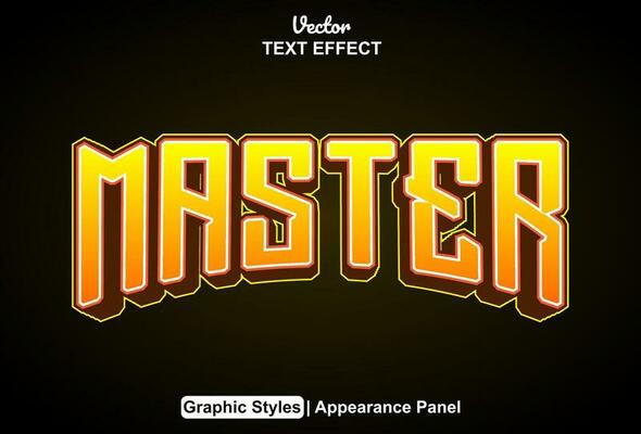 master text effect with orange graphic style and editable.