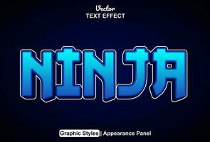 ninja text effect with blue color graphic style and editable. vector