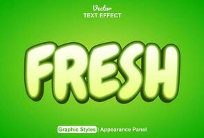 fresh text effect with green color graphic style and editable. vector