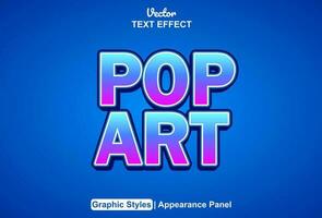 pop art text effect with blue color graphic style and editable. vector