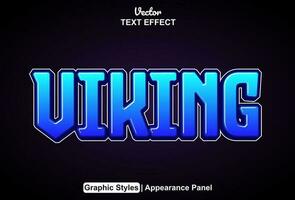 viking text effect with blue color graphic style and editable. vector