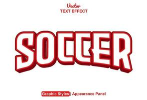 soccer text effect with red graphic style and editable. vector