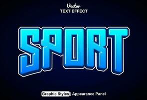 sport text effect with blue color graphic style and editable. vector