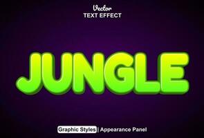 jungle text effect with green graphic style and editable. vector