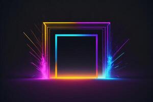 Abstract colorful frame on black background. photo