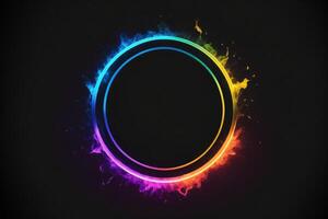 Abstract colorful frame on black background. photo