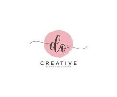 initial DO Feminine logo beauty monogram and elegant logo design, handwriting logo of initial signature, wedding, fashion, floral and botanical with creative template. vector