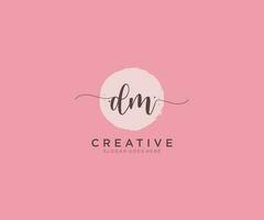 initial DM Feminine logo beauty monogram and elegant logo design, handwriting logo of initial signature, wedding, fashion, floral and botanical with creative template. vector