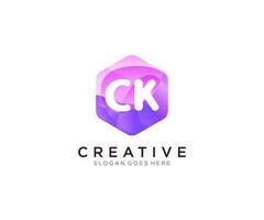 CK initial logo With Colorful Hexagon Modern Business Alphabet Logo template vector. vector