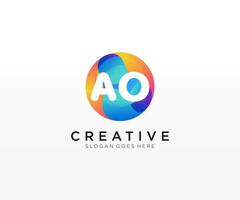 AO initial logo With Colorful Circle template vector. vector