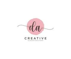 initial DA Feminine logo beauty monogram and elegant logo design, handwriting logo of initial signature, wedding, fashion, floral and botanical with creative template. vector