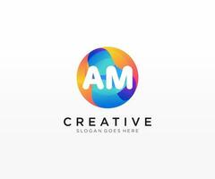 AM initial logo With Colorful Circle template vector. vector