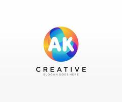 AK initial logo With Colorful Circle template vector. vector