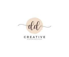 initial DD Feminine logo beauty monogram and elegant logo design, handwriting logo of initial signature, wedding, fashion, floral and botanical with creative template. vector