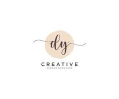 initial DY Feminine logo beauty monogram and elegant logo design, handwriting logo of initial signature, wedding, fashion, floral and botanical with creative template. vector