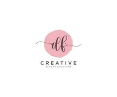 initial DF Feminine logo beauty monogram and elegant logo design, handwriting logo of initial signature, wedding, fashion, floral and botanical with creative template. vector