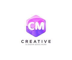 CM initial logo With Colorful Hexagon Modern Business Alphabet Logo template vector. vector