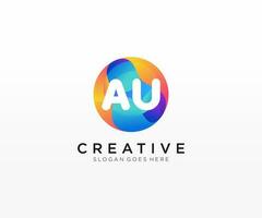 AU initial logo With Colorful Circle template vector. vector