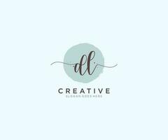 initial DL Feminine logo beauty monogram and elegant logo design, handwriting logo of initial signature, wedding, fashion, floral and botanical with creative template. vector