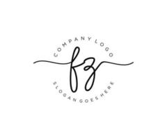 initial FZ Feminine logo beauty monogram and elegant logo design, handwriting logo of initial signature, wedding, fashion, floral and botanical with creative template. vector