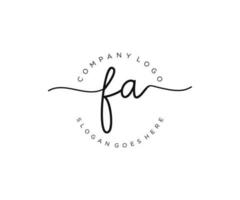 initial FA Feminine logo beauty monogram and elegant logo design, handwriting logo of initial signature, wedding, fashion, floral and botanical with creative template. vector