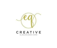 initial EQ Feminine logo beauty monogram and elegant logo design, handwriting logo of initial signature, wedding, fashion, floral and botanical with creative template. vector