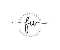 initial FU Feminine logo beauty monogram and elegant logo design, handwriting logo of initial signature, wedding, fashion, floral and botanical with creative template. vector