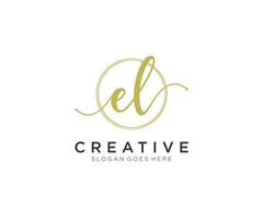 initial EL Feminine logo beauty monogram and elegant logo design, handwriting logo of initial signature, wedding, fashion, floral and botanical with creative template. vector