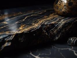 Marble stone texture background with elements of semi-precious stones and gold created with technology. photo