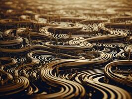Abstract geometric composition liquid gold Created with technology photo