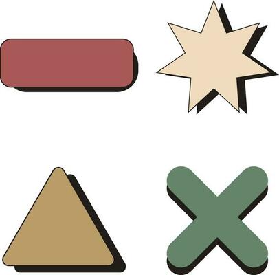 Retro Geometric Shape. Brutal contemporary star oval spiral flower and other primitive elements. Bauhaus memphis design.