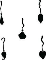 Halloween Witch Broom Silhouette.For Design decoration. isolated on white vector