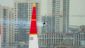 KAZAN, RUSSIAN FEDERATION, JUNE 15, 2019 - Airplane race at the Red Bull Air competition. Red Bull air championship. video