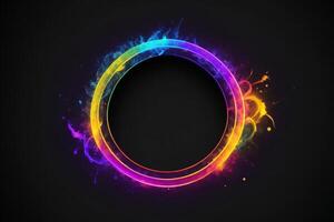 Abstract colorful frame on black background. photo