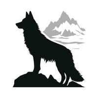 Wolf black silhouette with vector illustration