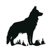 Wolf black silhouette with vector illustration