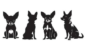 Set of chihuahua silhouette characters with vector illustration