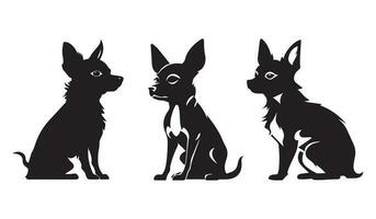 Set of chihuahua silhouette characters with vector illustration