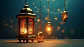 Ramadan Kareem background with arabic lantern photo