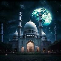 Ramadan Kareem background with mosque photo