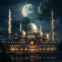 Ramadan Kareem background with mosque photo